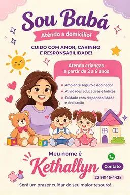 Precisa de uma babá de confiança? Eu cuido com amor!
