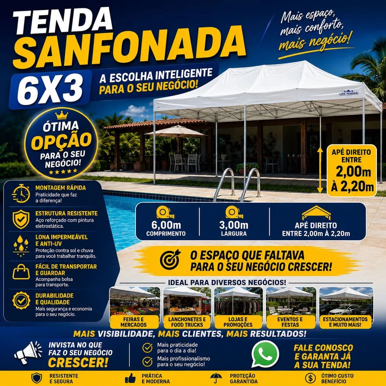 LOCAÇÃO DE TENDAS PIRAMIDAIS E SANFONADAS. - Foto 4