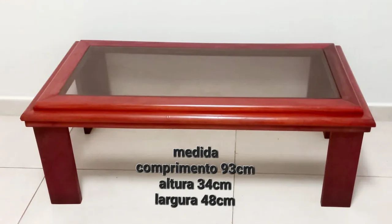 Mesa de Centro de Madeira com Tampo de Vidro
