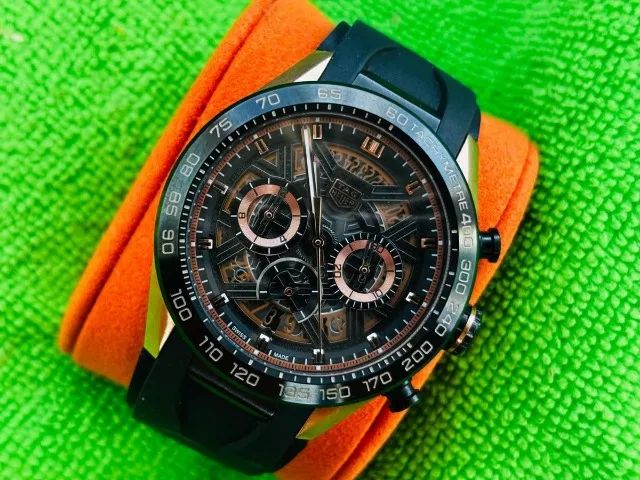 relógio tag heuer cronógrafo 100% funcional 45mm usado sem marcas - Foto 2