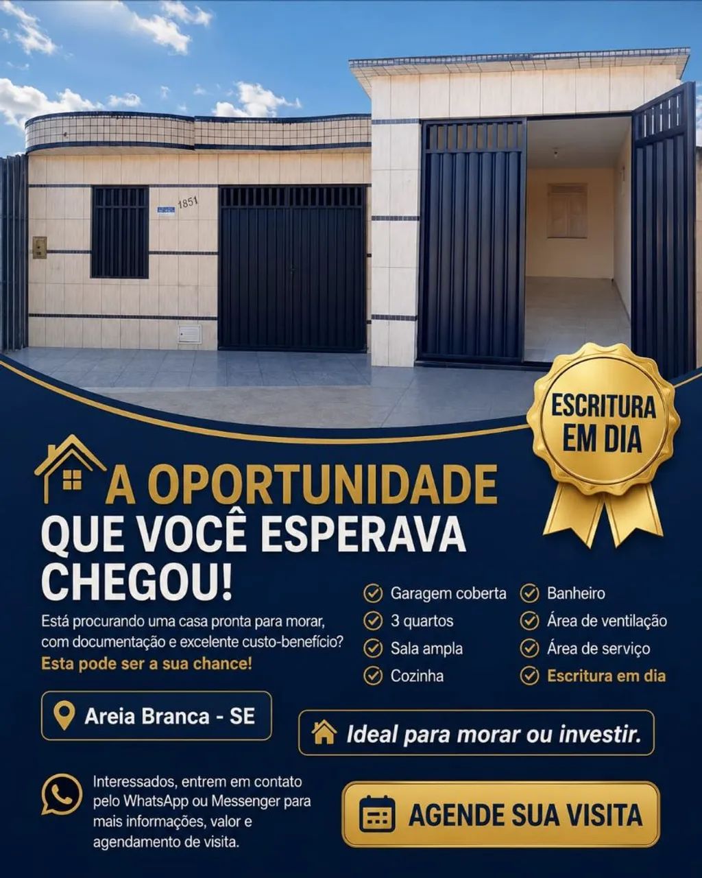 VENDE-SE CASA COM ESCRITURA.