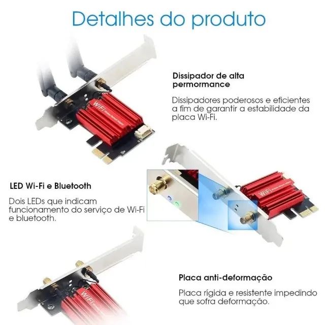 Adaptador Wi-Fi 5G AC1200 PCIe com Bluetooth 4.0 para Desktop - Foto 4