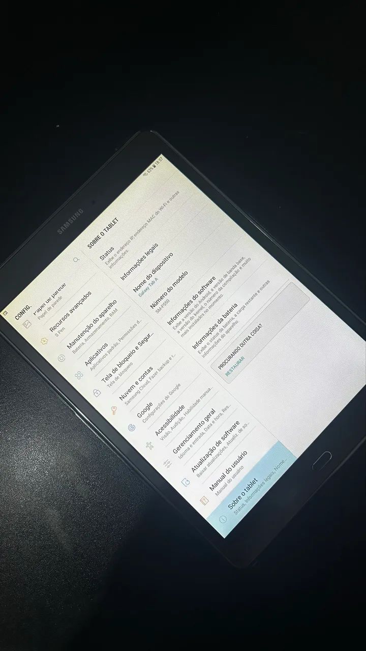 Tablet Galaxy Tab A com caneta SPen