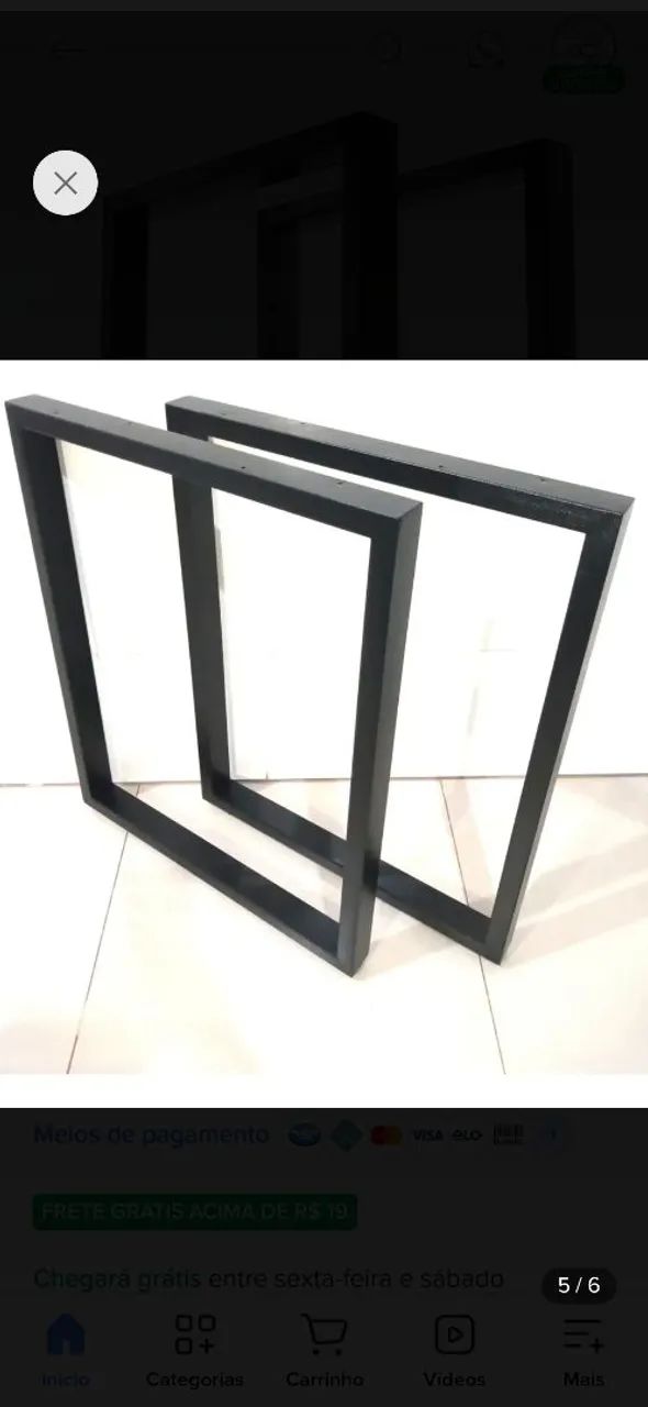 Pé para mesa em metalon 