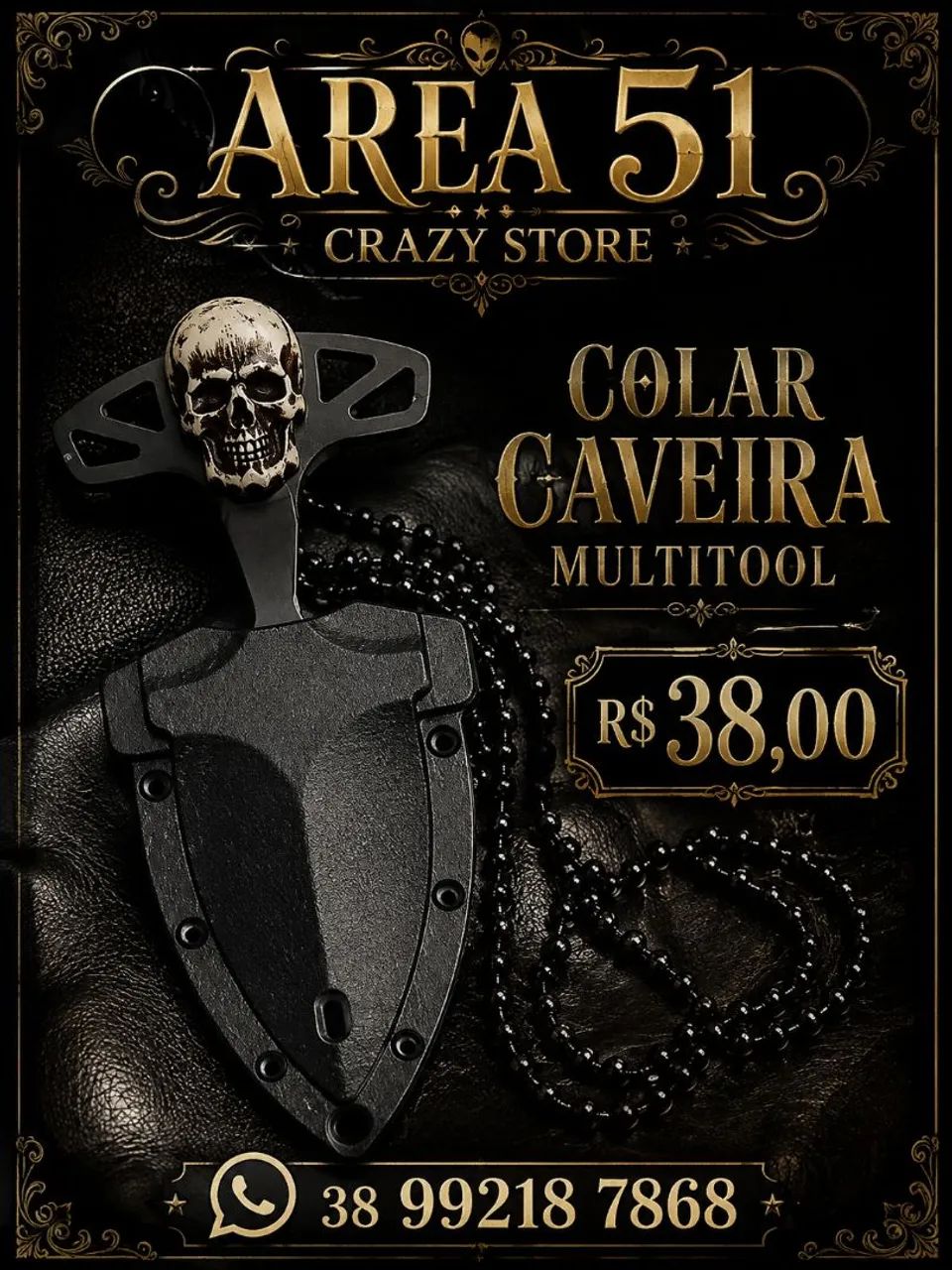 Colar caveira Multiuso 