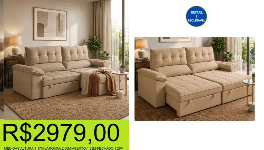 sofá - lançamento - compre hoje e receba em até 72 horas  - Foto 2