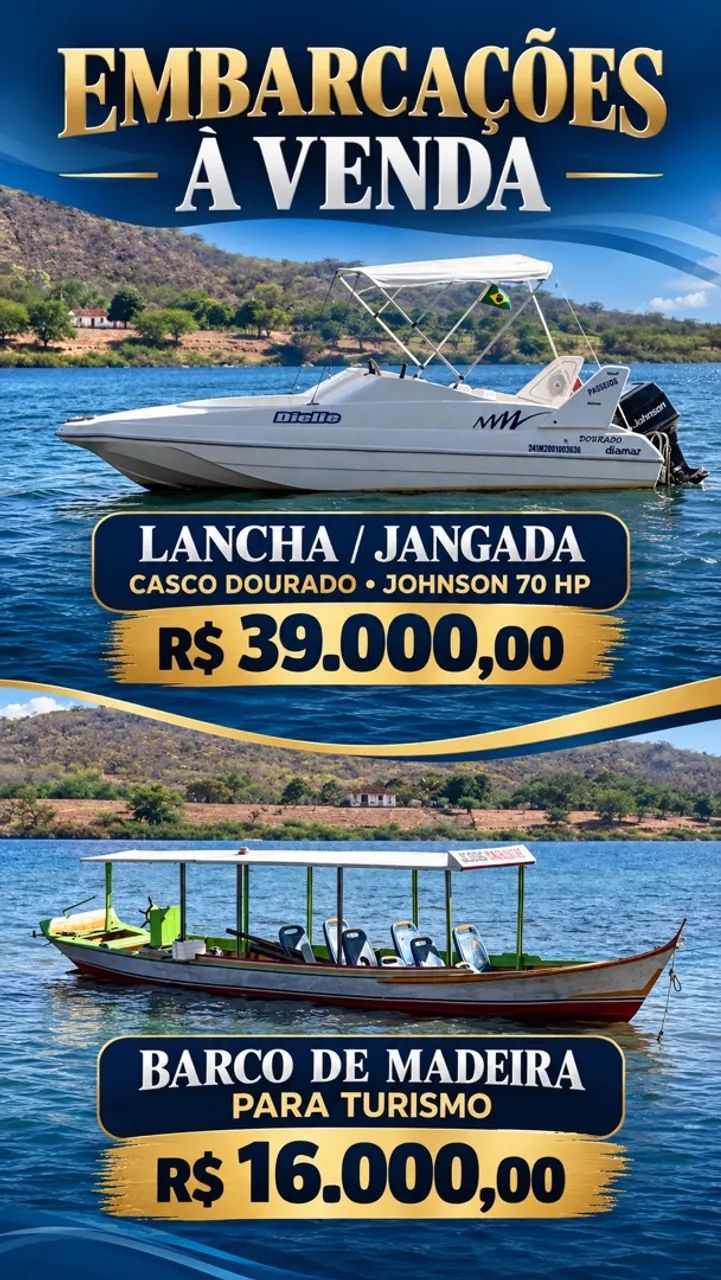 Lancha e jangada a venda