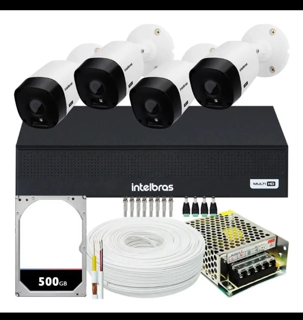 Instalação de Kit 4 câmeras segurança Ahd e Dvr 8 canais Intelbras c/hd