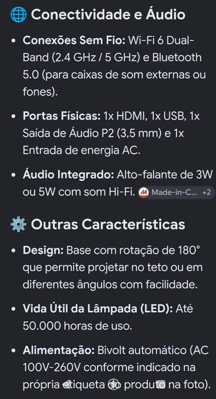 Projetor Portátil HUY320 30/150 polegadas. - Foto 5