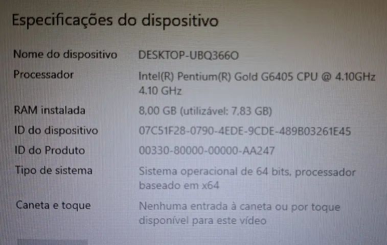 PC completo Intel 10ª Geração Pentium Gold G6405 | SSD | Windows 10 - Foto 4