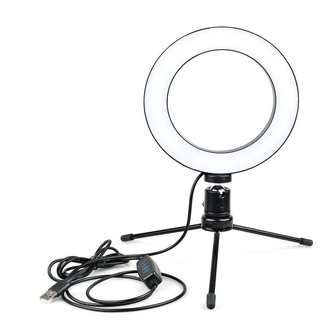 Ring Light LED 8 Polegadas 20cm com Tripé e Suporte para Celular