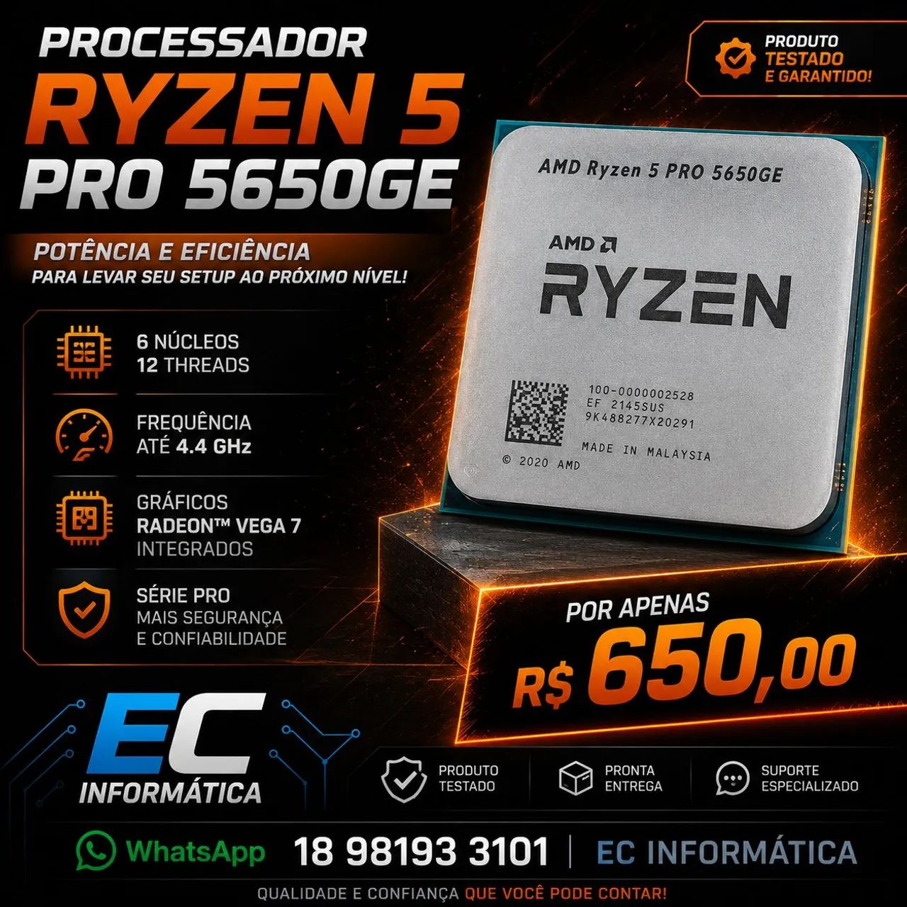 Processador Ryzen 5 Pro 5650ge 