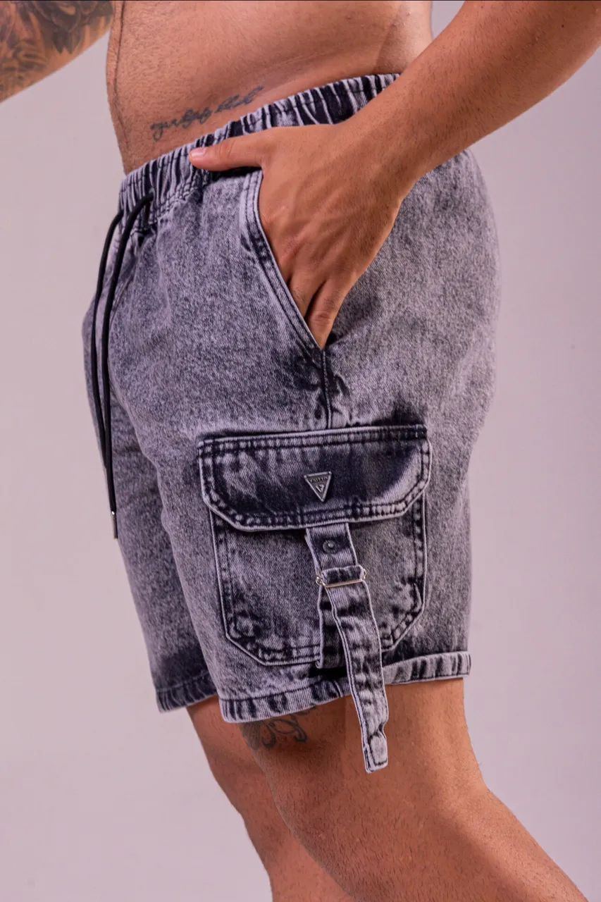 Short jeans cargo tiras - Foto 2