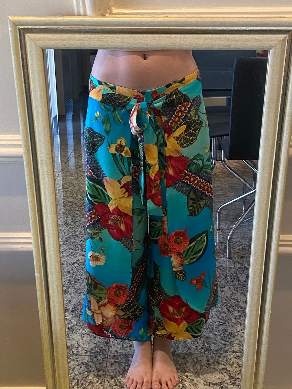calça papaya pantacourt estampada M