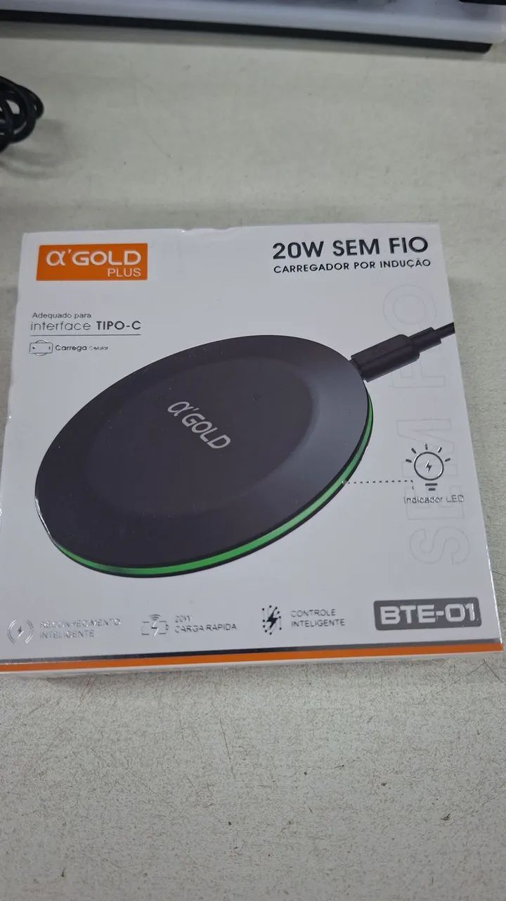Carregador Sem Fio ?'GOLD Plus BTE-01 20W Tipo-C