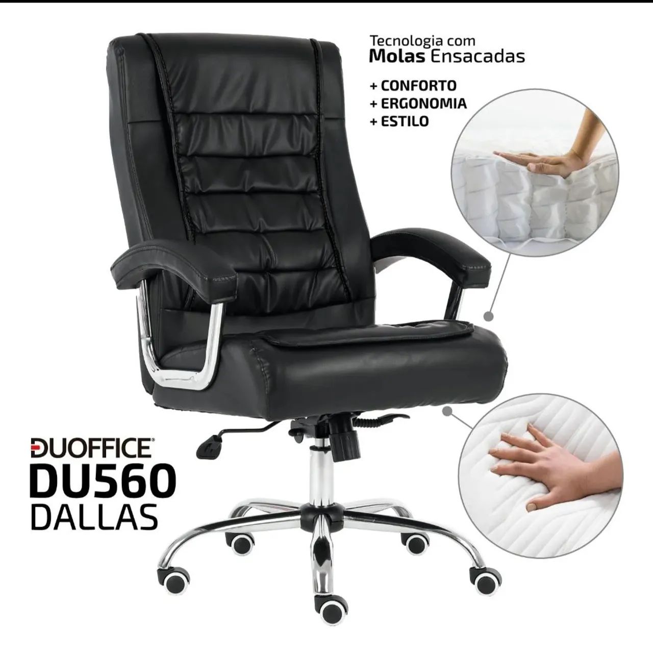 Cadeira De Escritório Giratória Molas Duoffice Dallas Du560 Preto - Foto 3