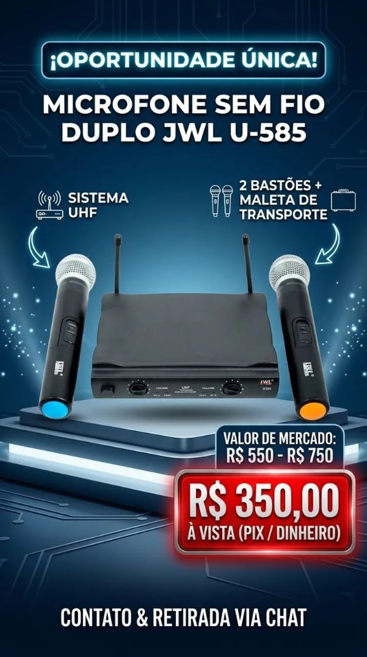 Microfone sem fio jwl U-585 para vender hoje. - Foto 4