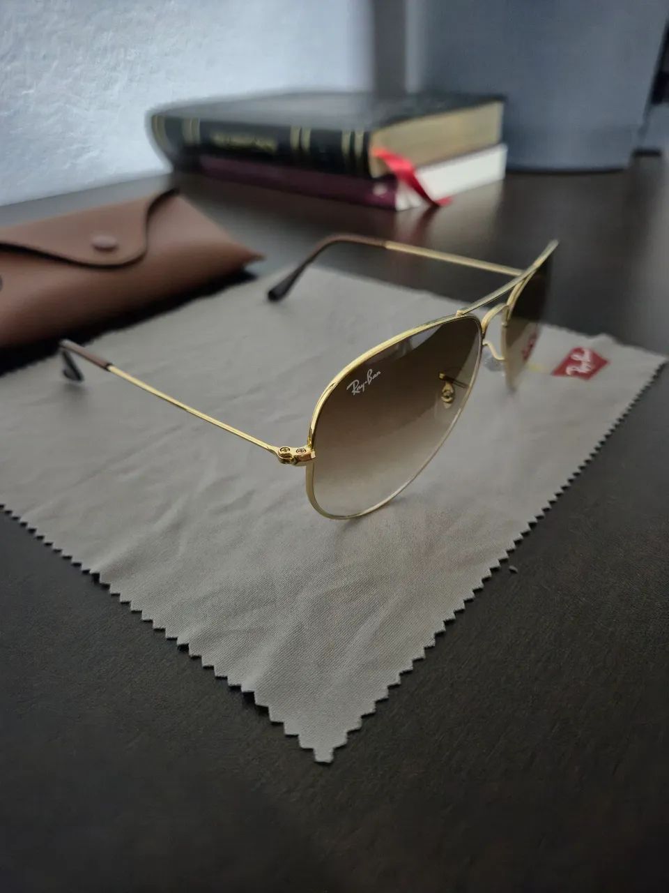 Óculos Ray-Ban Aviator Gradient Ouro/marrom - Foto 3