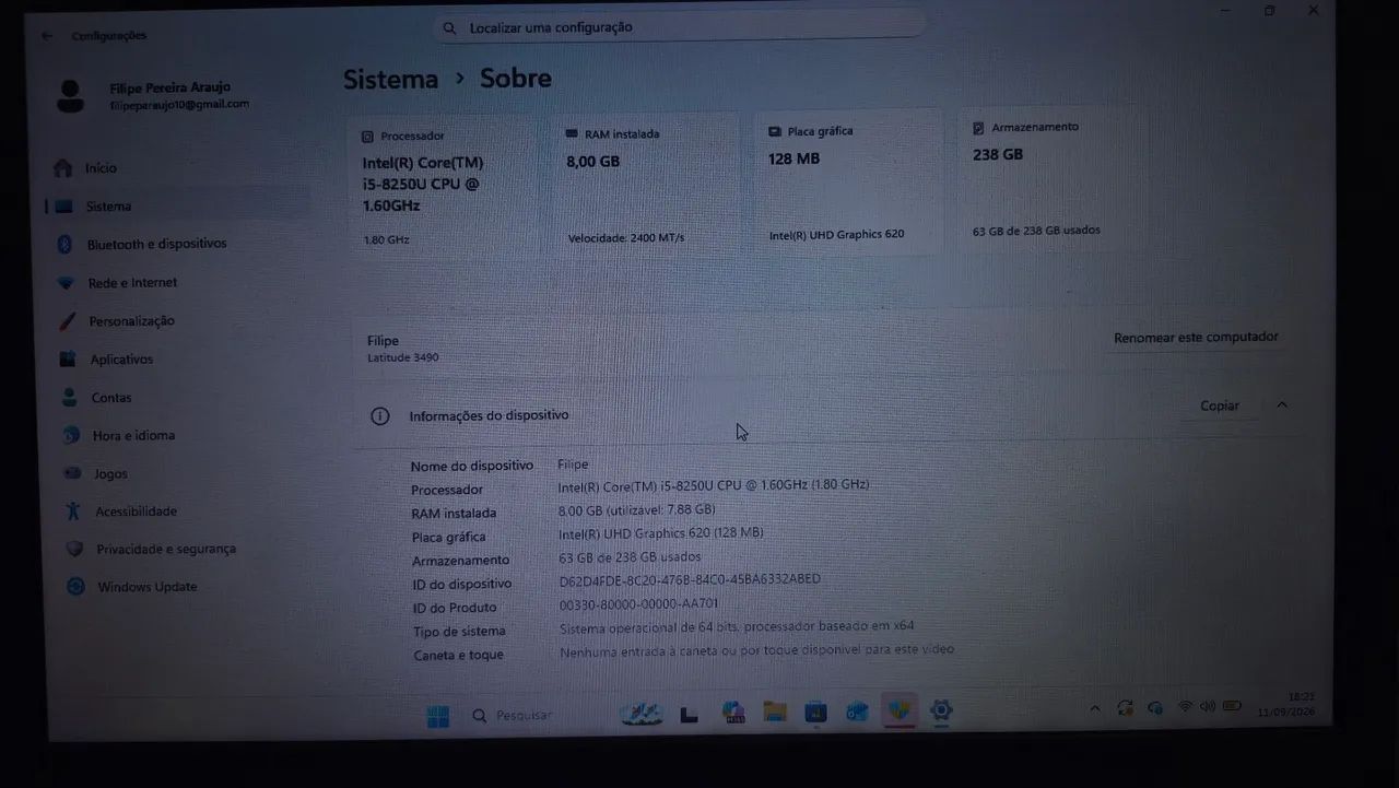 Notebook Dell Latitude 3490 pouco usado. Com mouse, e carregador Original - Foto 4