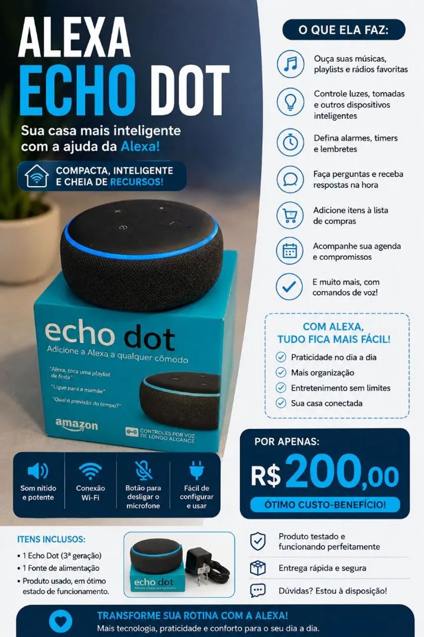 Alexa echo dot 3° geração 