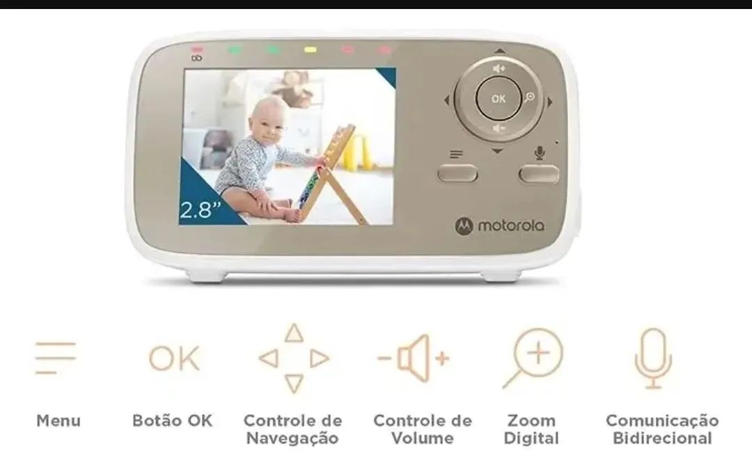 Motorola VM483 babá eletrônica tela 2.8 Lcd com zoom digital cor branco - Foto 2