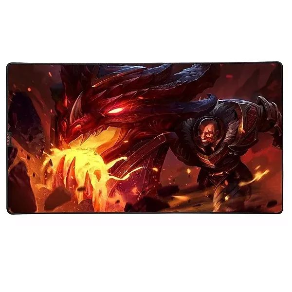 MousePad Gamer 80x40cm com Bordas Costuradas, Control, Estampa Lol Braum Dragonslayer 