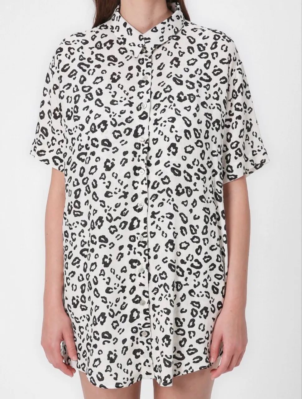 Camisa animal print em viscose com linho - Foto 3