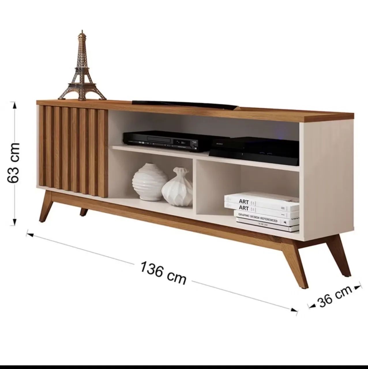 Rack para TV de até 55 polegadas, uma porta e gavetas, em perfeitas condições  - Foto 3