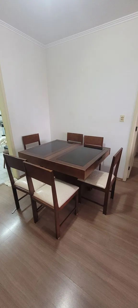 Conjunto jantar Rack, espelho e mesa 6 lugares