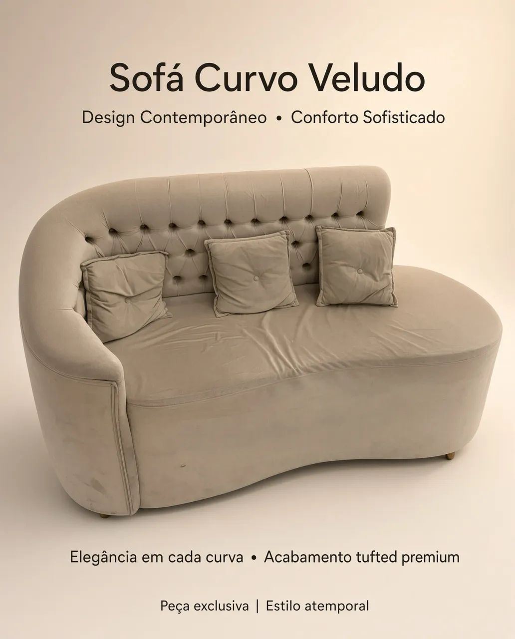Sofá curvo veludo
