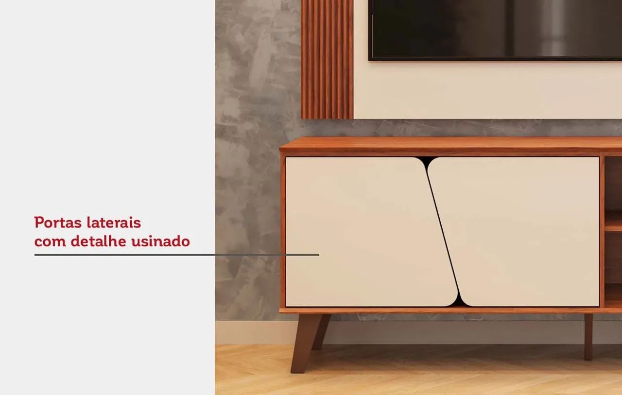 Rack com painel Mark Dj Móveis, ideal para TVs até 60 Polegadas - Entrega imediata - Foto 3