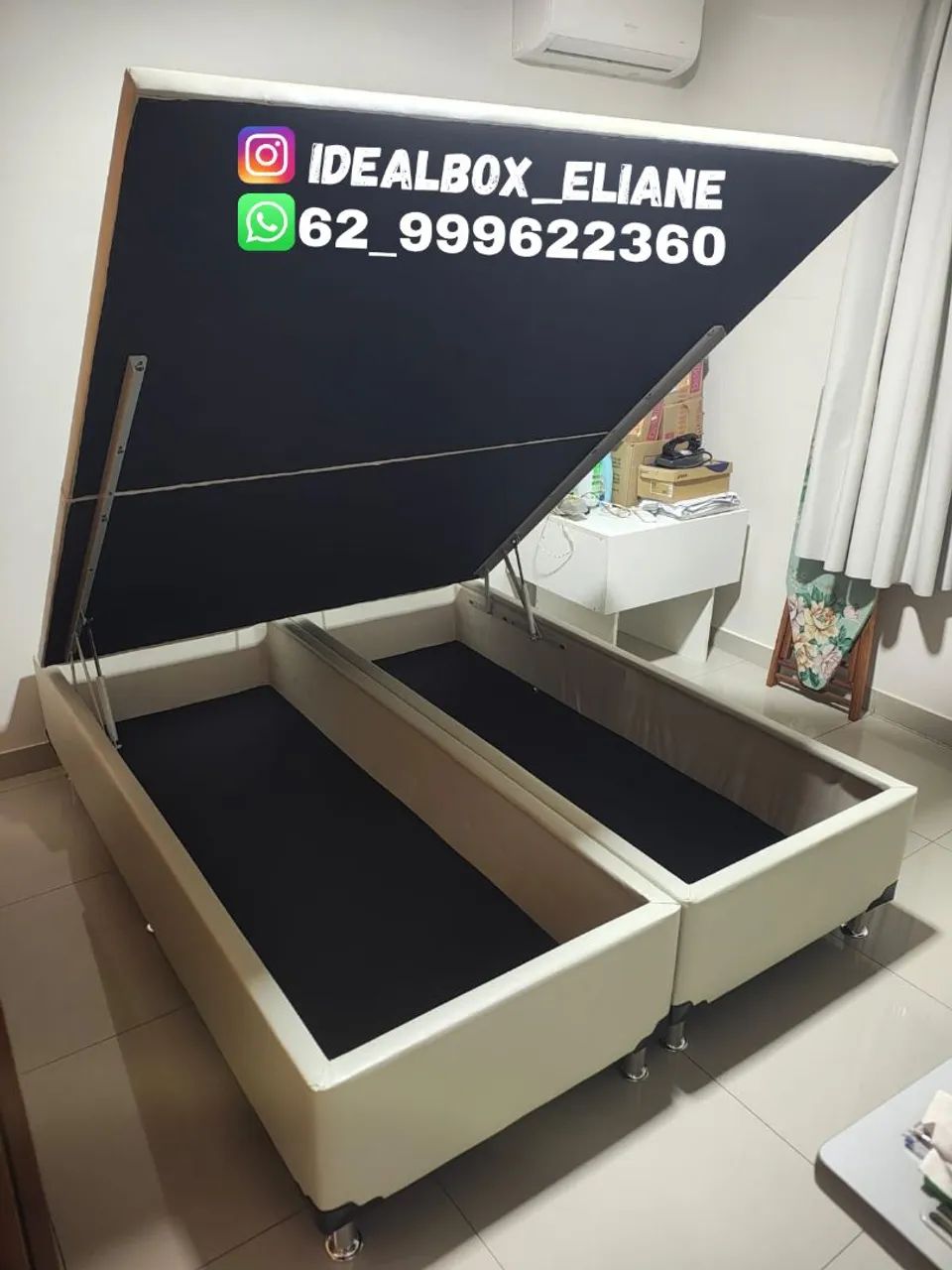 Box baú queen size - Pistão hidráulico