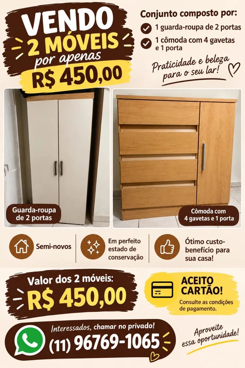 Cômoda e roupeiro seminovos 