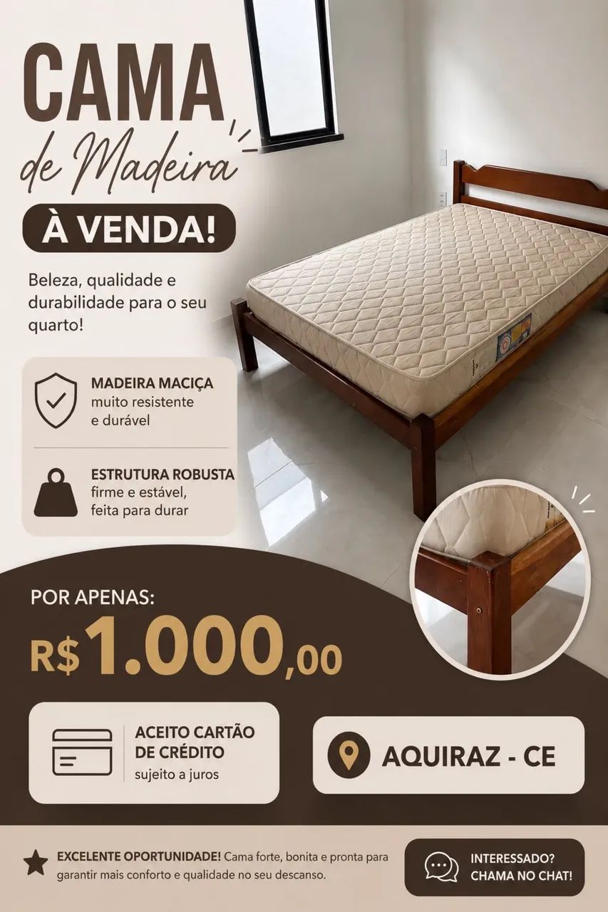 CAMA DE CASAL - MADEIRA MACIÇA