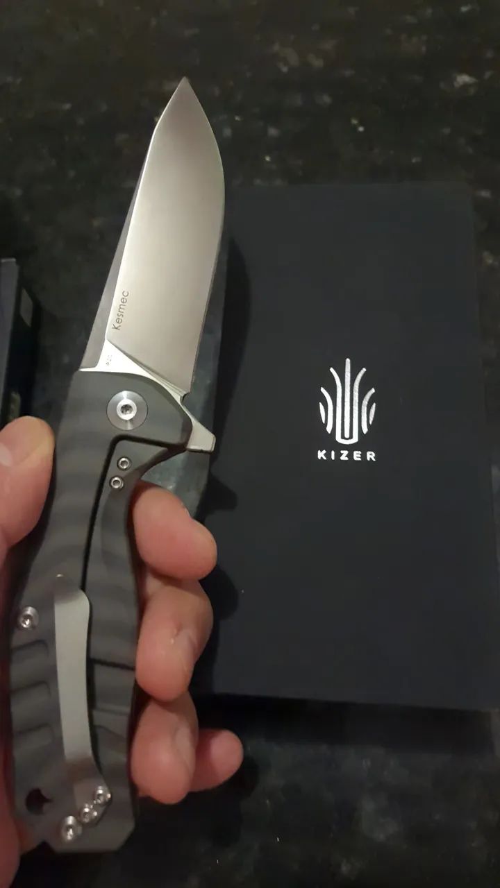 Canivete Kizer Kesmec Frame Lock Knife Flamed Titanium (3.5" Satin) Ki4461A1 - Foto 2