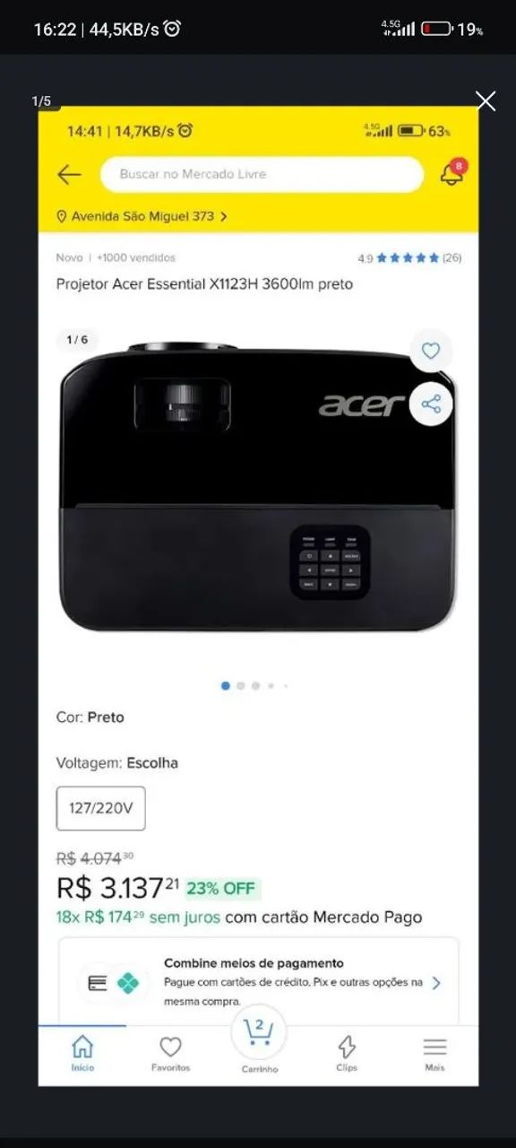 VENDO PROJETOR ACER X1123H