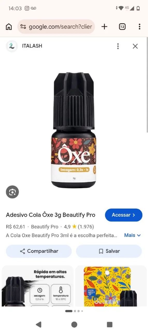 Cola para cílios fio a fio da Ôxe