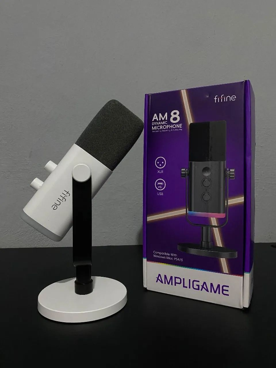 Microfone de mesa - Fifine ampligame AM8 - Branco RGB - Foto 4