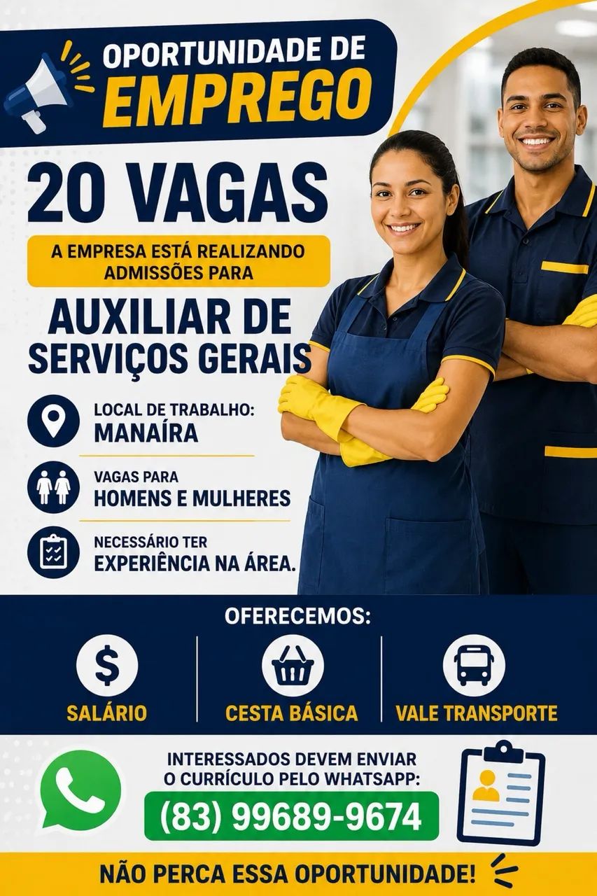 Vaga auxiliar de serviços gerais 