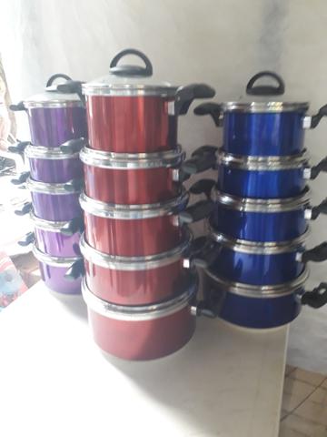 Jogo de panelas esmaltada tampa de Vidro - Foto 4