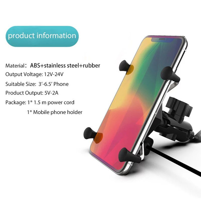Suporte universal de celular para motocicleta, suporte com carregador usb rotação - Foto 2