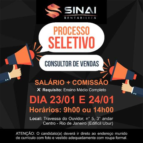 Estamos Contratando / Consultor de Vendas / Sinai Rentabiliza