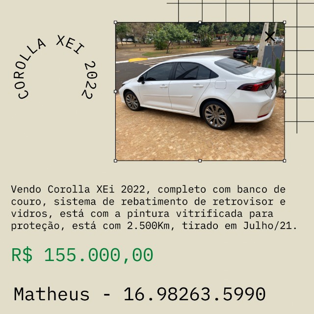 COROLLA XEI 2022 2.500KM