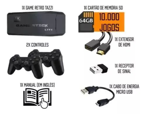 Vídeo Game Pen Drive Jogo Hdmi 2 Console Jogo Antigo Box 4k 15 mil jogos C/ mario