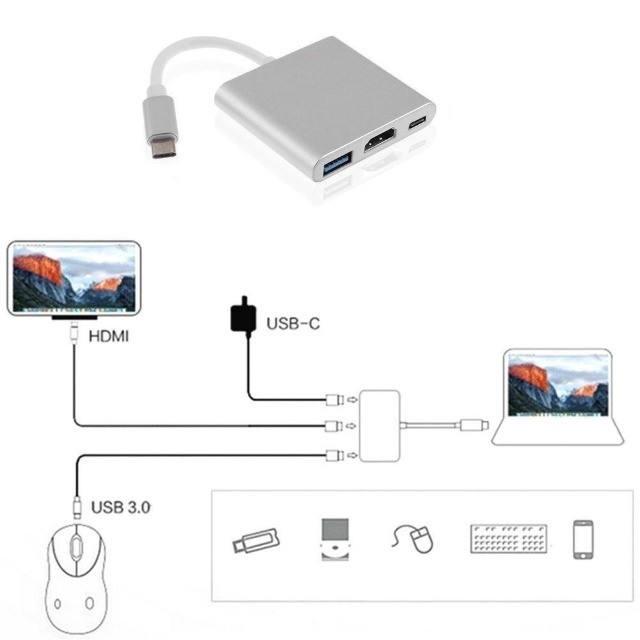 Adaptador Conversor 3X1 Type C x Hdmi Usb 3 Tipo C DEX Galaxy S20 ao S26 - Foto 3