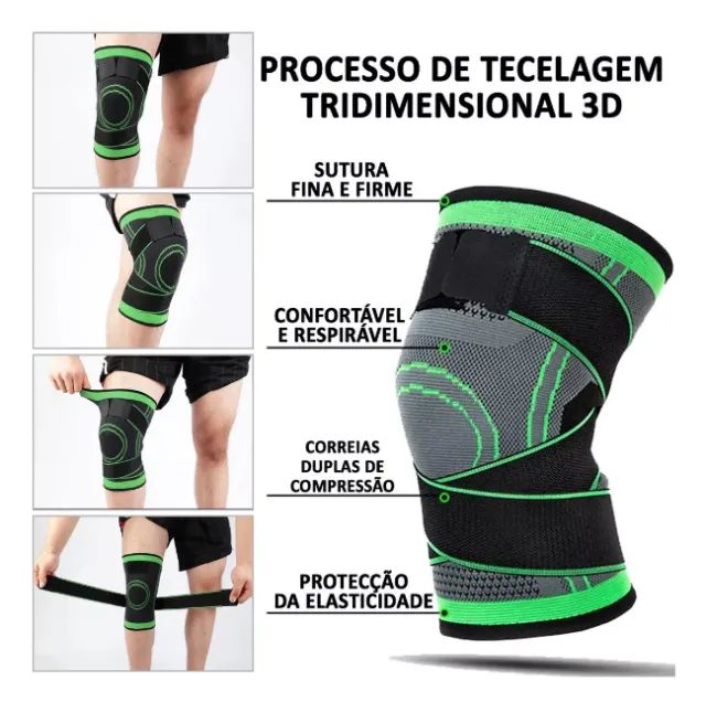 Joelheira Compressão Proteção Ajustável Cross Fitness Cor Verde Tamanho M(28CM de Comprime - Foto 3