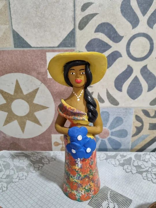 Enfeite boneca de barro decoração - Foto 2