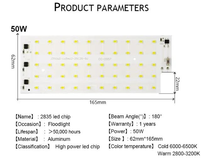 Led Placa 50w, Branco Frio Chip Ac 220v Holofote Refletor smd 2835  Arduino COD-CP649  - Foto 2