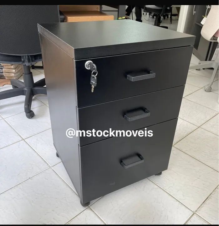 Gaveteiro volante com 3 gavetas para escritório 
