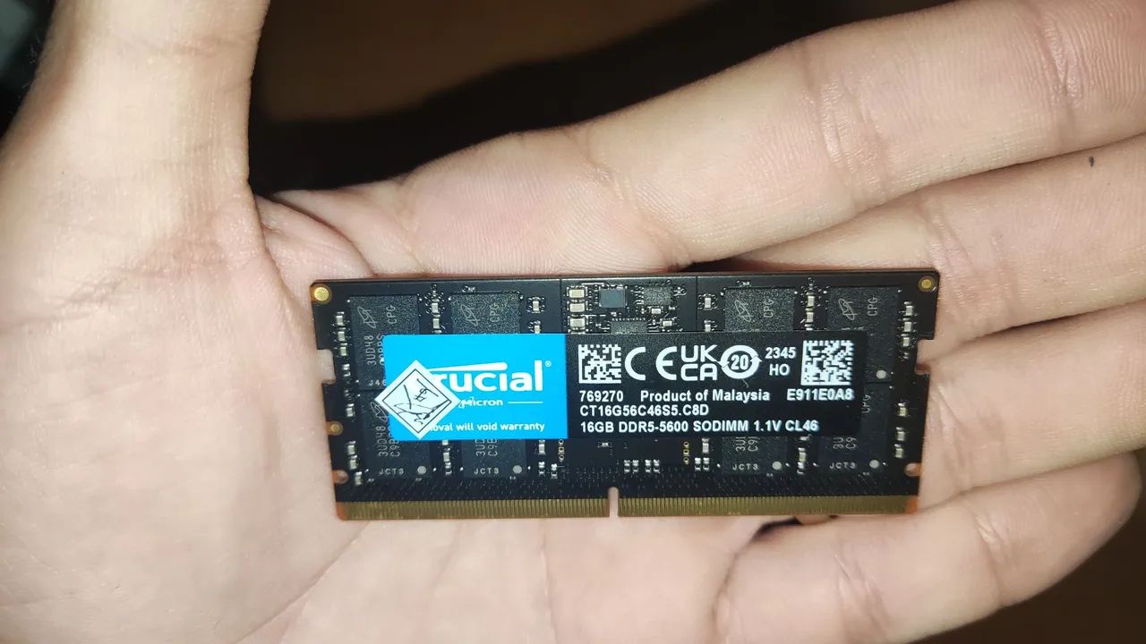 Memória RAM Crucial DDR5 16GB 5600MHz de Notebook 